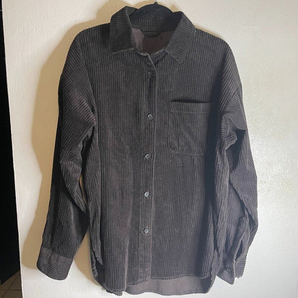 World Famous Sports chocolate brown corduroy shacket, long sleeve XXL (2XL)
